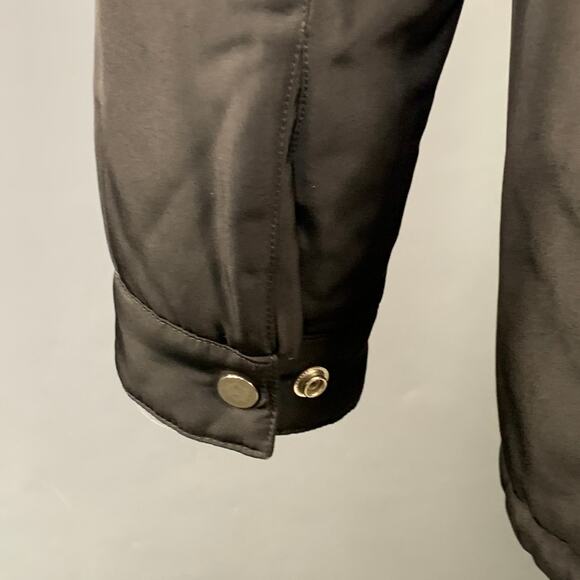 THE KOOPLES Size XL Black Polyester Leather Trim Hooded Coat - Picture 5 of 10